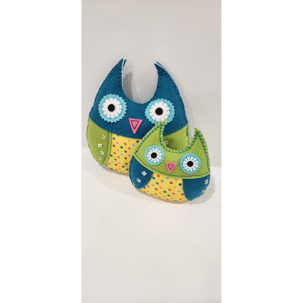 Cute‎ Owl Blue/Green/Yellow hand made 10" Stuffed Animal pillow